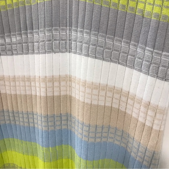 Anthropologie Green Daily Practice Striped Rib Knit Low Racerback Midi Dress - Picture 5 of 7